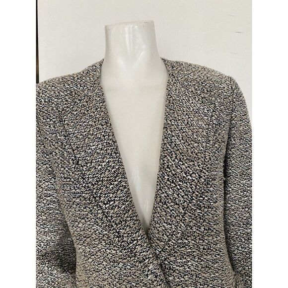 St. John Blazer Jacket Tweed Wool Blend Size 8 Navy Blue White Beige St - Picture 2 of 11